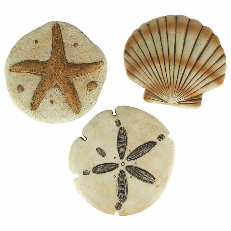 Chesapeake Bay Ltd Set Of 3 Ceramic Sand Dollar Sea Shell Stepping Stones Hanging Decorative Art
