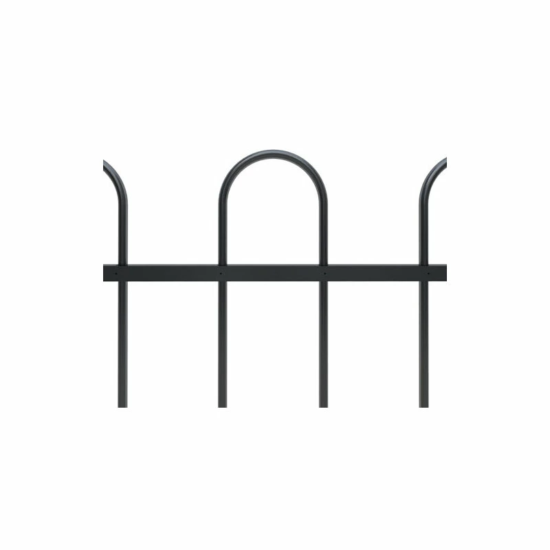 Vida XL International B.V. VidaXL Garden Fence With Hoop Top Steel 16.7' Black - Image 3