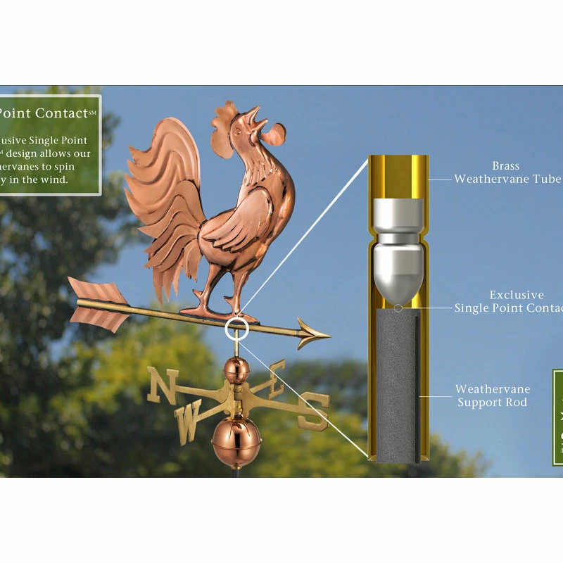 Good Directions, Inc. Crowing Rooster Weathervane, Pure Copper - Image 2