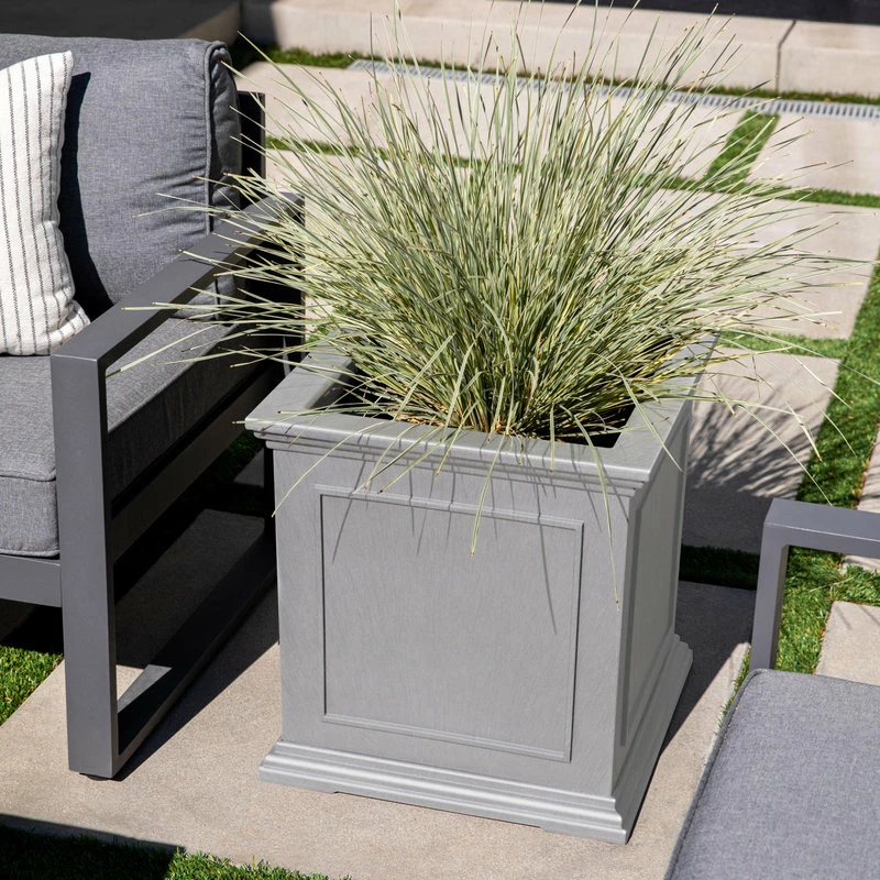 Veradek Brixton Cube Planter, 20", Gray - Image 8