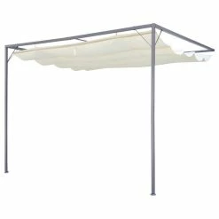 Vida XL International B.V. VidaXL Patio Canopy 10'x10' W/ Retractable Top Wall-mounted Backyard Awning