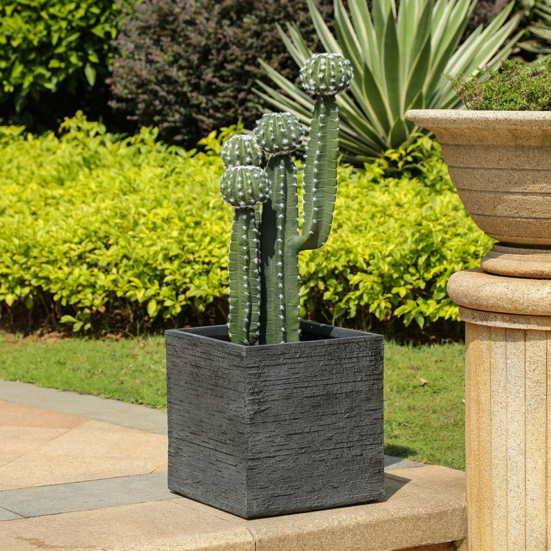 LuxenHome Stone Finish Square MgO Planter (Large) 4 LuxenHome Stone Finish Square MgO Planter (Large) - Image 2