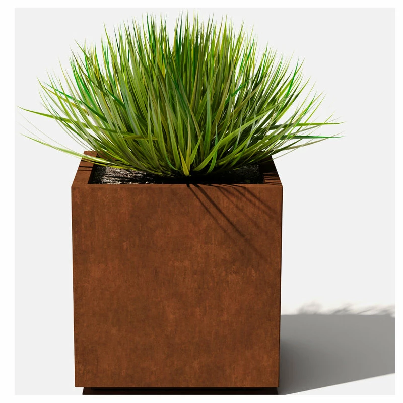 Veradek Metallic Series Corten Steel Cube Planter, Large - Image 8