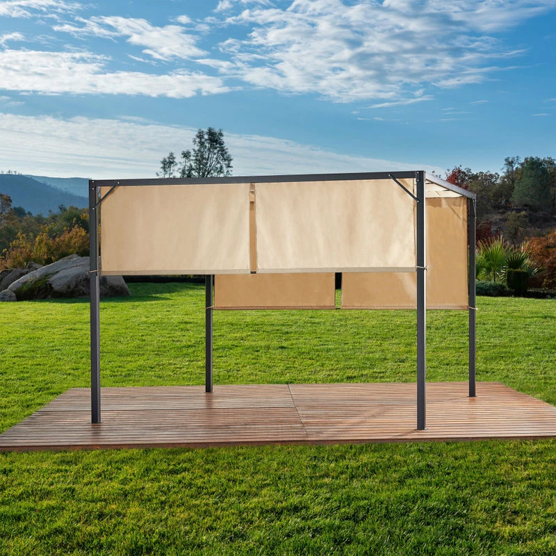 GDFStudio GDF Studio Wendy Outdoor Steel Framed 10' By 10' Gazebo, Beige - Image 3