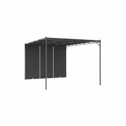 Vida XL International B.V. VidaXL Garden Gazebo With Side Curtain 157.5"x118.1"x88.6" Anthracite Sunshade