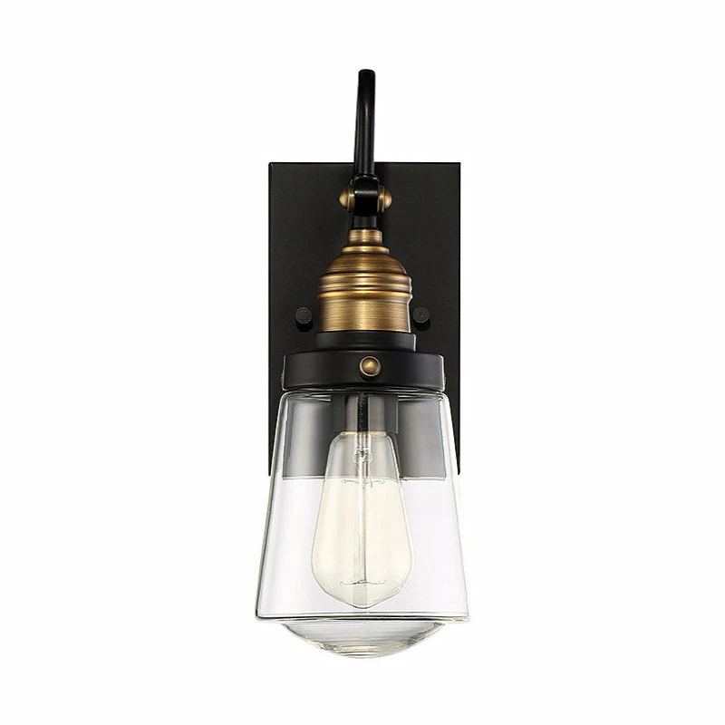 Savoy House Macauley 1-Light Outdoor Wall Light, Vintage Black With Warm Brass - Image 2