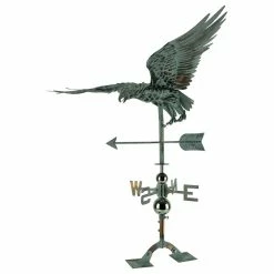 Zeckos Verdigris Patina Metal Flying Eagle Weather Vane With Roof Mount