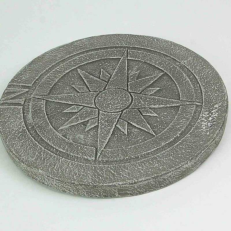 Zeckos Compass Rose Design Natural Gray Finish Round Cement Stepping Stone/Wall Hangin - Image 2