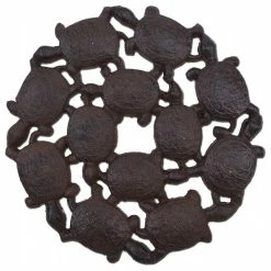 Import Wholesales Decorative Baby Turtles Stepping Stone, Rust Brown Cast Iron, 10.25"