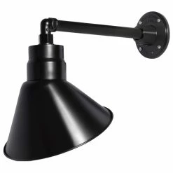 HTM Lighting Solutions 10in. Angle Shade Gooseneck Sign Light, Satin Black, 13" Long Straight Arm