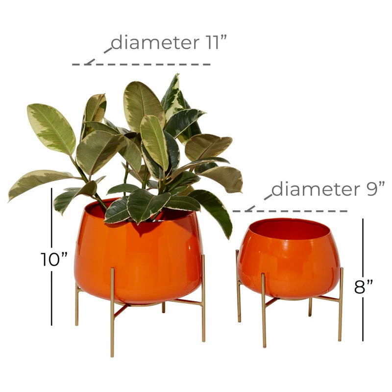 Brimfield & May Modern Orange Metal Planter 51975 - Image 9