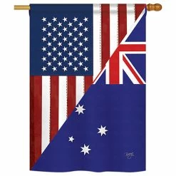 Breeze Decor US Australia Friendship Flags Of The World, Everyday Vertical House Flag 28"x40"