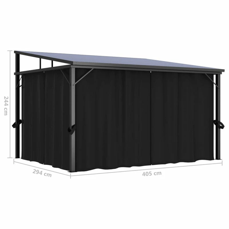 Vida XL International B.V. VidaXL Gazebo With Curtain Anthracite Garden Canopy Shelter Party Tent Marquee 12 Vida XL International B.V. VidaXL Gazebo With Curtain Anthracite Garden Canopy Shelter Party Tent Marquee - Image 10