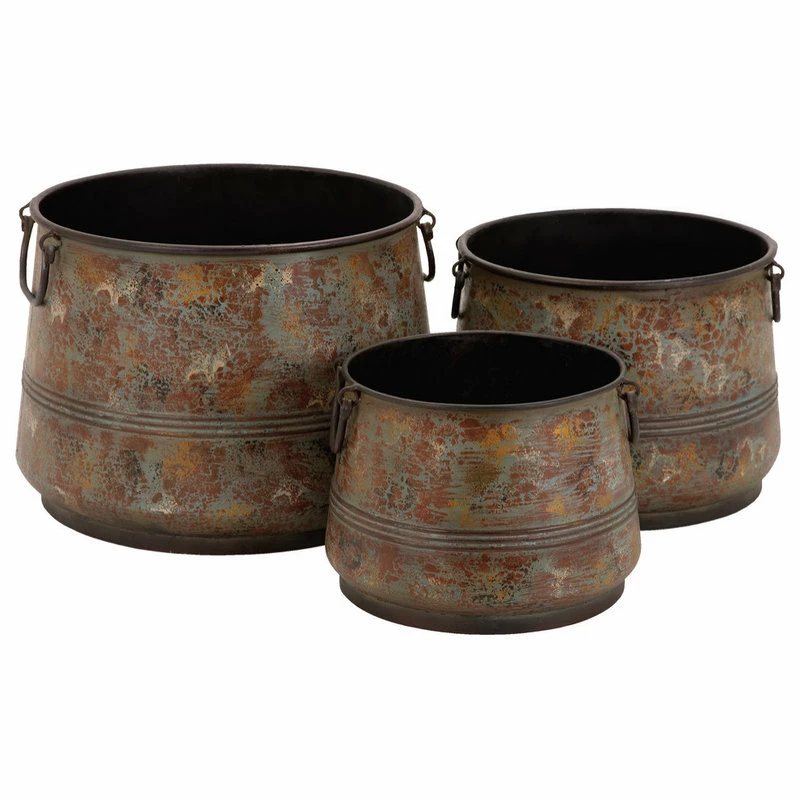 Brimfield & May Rustic Brass Metal Planter 69183 3 Brimfield & May Rustic Brass Metal Planter 69183