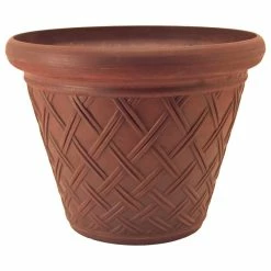 Arcadia Garden Products Basket-Weave Pot, Terra-Cotta
