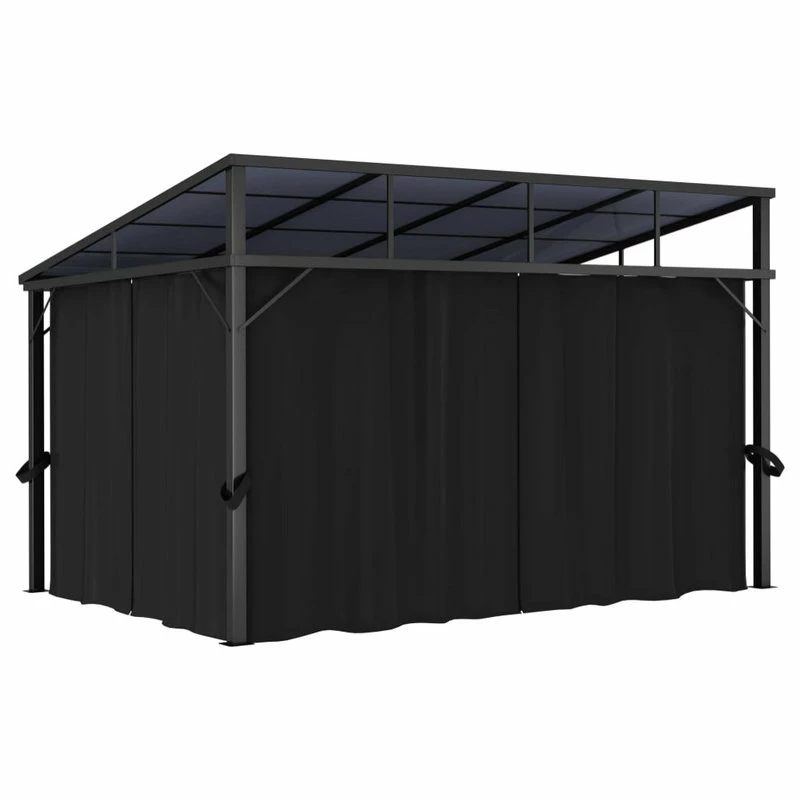 Vida XL International B.V. VidaXL Gazebo With Curtain Anthracite Garden Canopy Shelter Party Tent Marquee 11 Vida XL International B.V. VidaXL Gazebo With Curtain Anthracite Garden Canopy Shelter Party Tent Marquee - Image 9