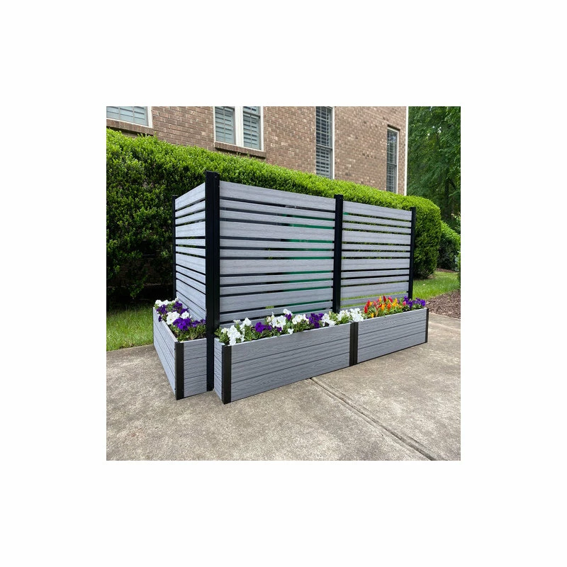 Enclo Privacy Screens 4ft Florence Freestanding WoodTek Vinyl Screen And Planter Box (Ash) - Image 2