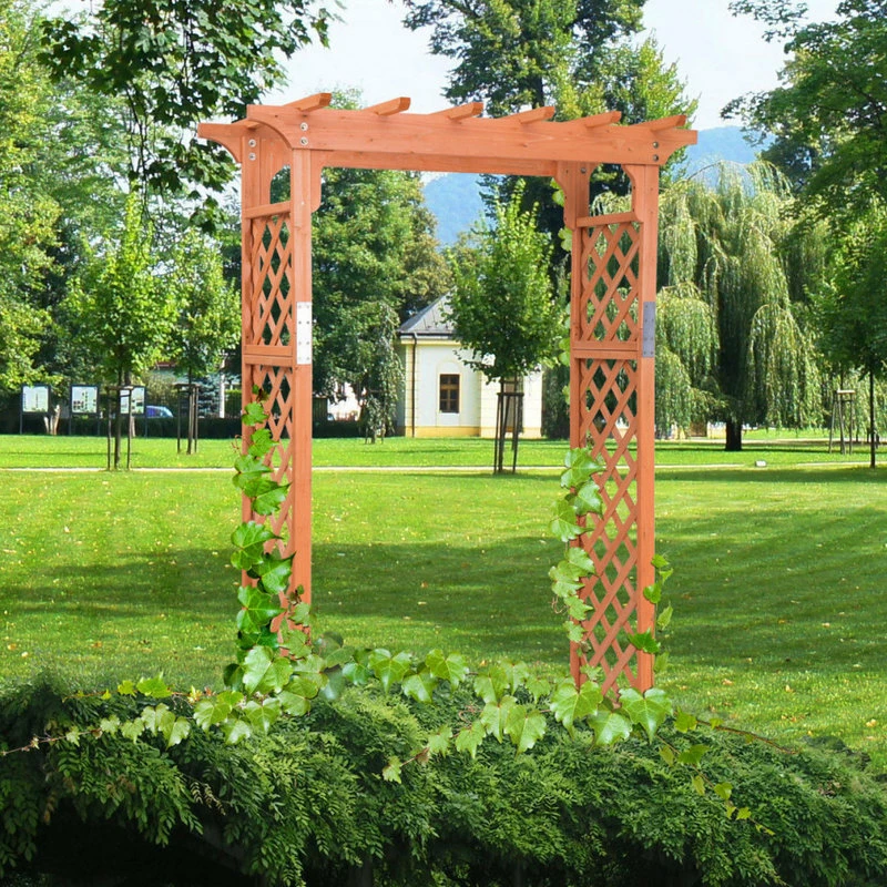 Costway Arbor Over 7FT High Wooden Garden Arch Trellis Pergola Outdoor Plant - Image 2