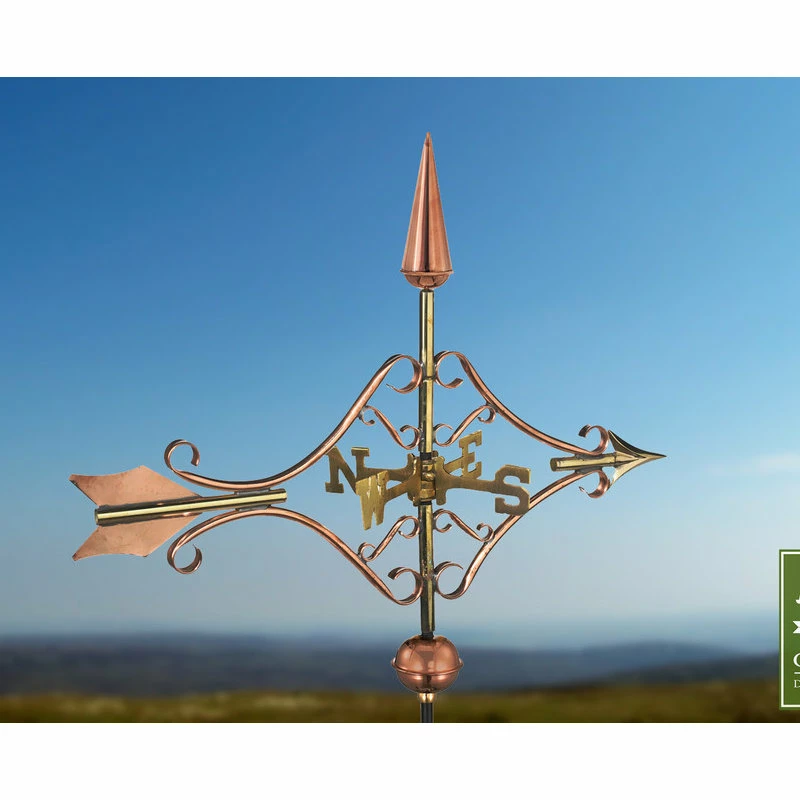 Good Directions, Inc. Polished Copper Victorian Arrow Weathervane, Roof Mount - Image 2