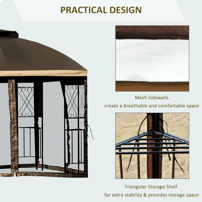 VidaDeals Outdoor 10'x10" Gazebo - Brown - Image 5