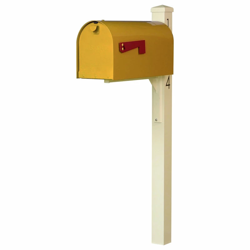 Special Lite Products Company Mid Modern Rigby Curbside Mailbox And Post, Yellow