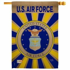 Breeze Decor Air Force Decorative Vertical Double Sided House Flag