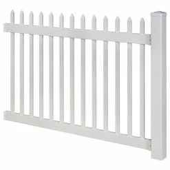WamBam Fence Inc. Nantucket Vinyl Picket Fence W/Post And No-Dig Steel Pipe Anchor Kit