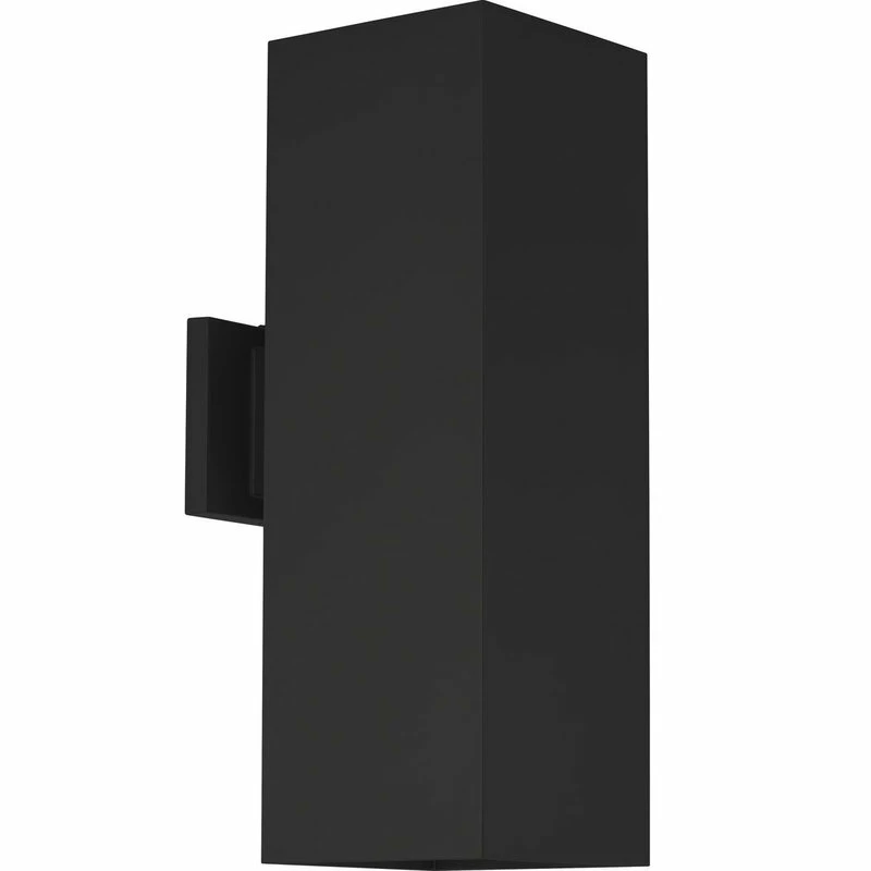 Progress Lighting Square 2 Light Outdoor Wall Light, Black, Standard Lamping