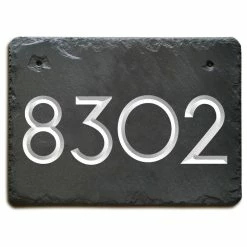 THE SLATE MASONS Modern Slate Address Plaque, Carved Numbers, House Sign/Marker