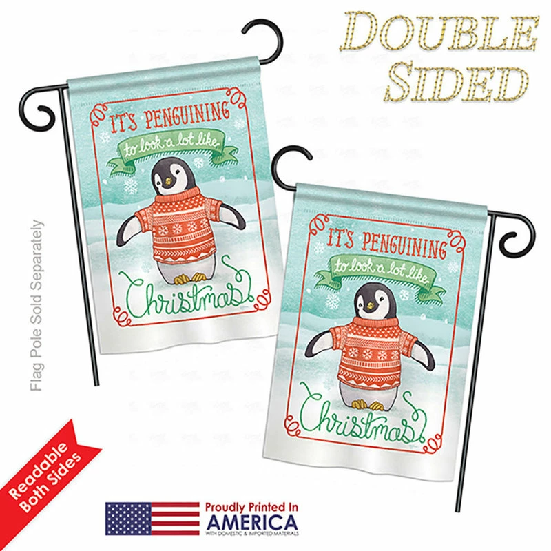 Breeze Decor It's Penguining To Look Winter, Seasonal Garden Flag 13"x18.5" - Image 3