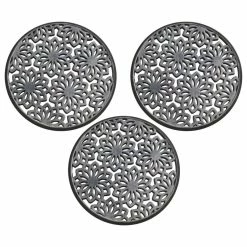 A1 HOME COLLECTIONS LLC A1HC Rubber Multi Functional-Garden Stepping Stone Mat, 14"X14", Black Set Of 3