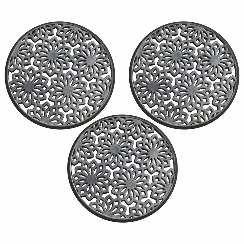 A1 HOME COLLECTIONS LLC A1HC Rubber Multi Functional-Garden Stepping Stone Mat, 14"X14", Black Set Of 3