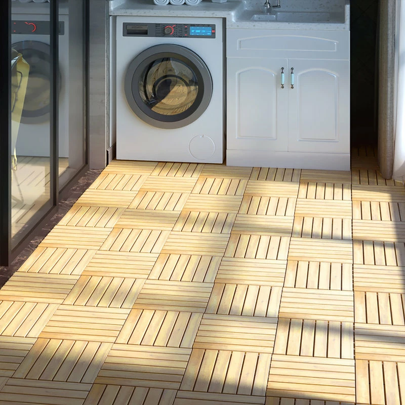 Costway 20PCS 12'' X 12'' Acacia Wood Deck Patio Pavers Stripe Pattern - Image 5