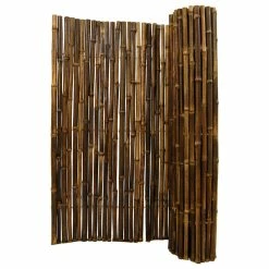 Backyard X-Scapes Natural Black Bamboo Fencing Garden Screen Rolled Wood Fence Panel, 36 In H X 96 In L X 1 In D