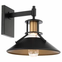 WAC Lighting Sleepless LED Indoor And Outdoor Wall Light 3000K, Black With Aged Brass, 15"