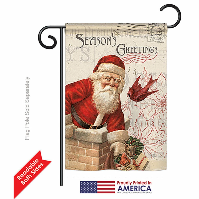 Breeze Decor Antique Santa Holiday Winter, Seasonal Garden Flag 13"x18.5" - Image 2