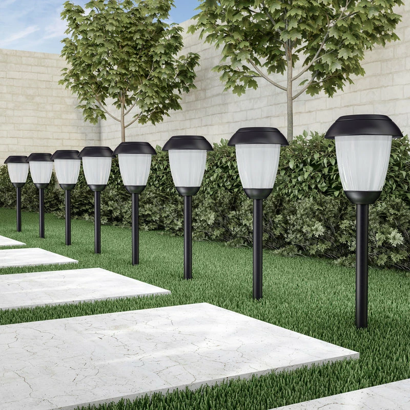 Solar Path Lights, Set Of 8 Stainless Outdoor Lights By Pure Garden, Black - Image 5
