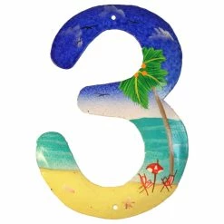 Tropical Beach House Numbers Haitian Metal Art Number 3