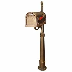 Special Lite Products Company Hummingbird Curbside Mailbox With Ashland Mailbox Post Unit, Hand Rubbed Bronze