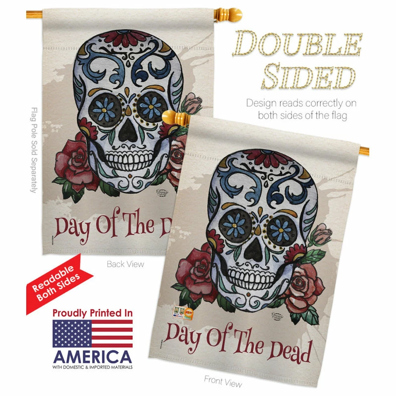 Ornament Collection Day Of The Dead Fall Halloween House Flag - Image 2