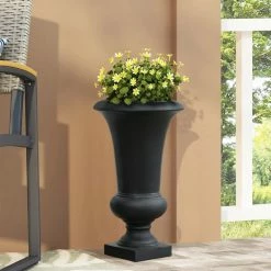 LuxenHome 22.75" H Black Slim MgO Urn Planter