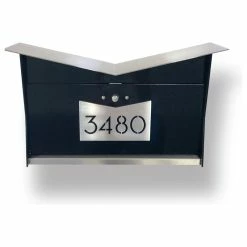 Tibor Inc / Tedstuff ButterFly Box: Contemporary, Modern, Wall-Mounted Mailbox, Black & Stainless