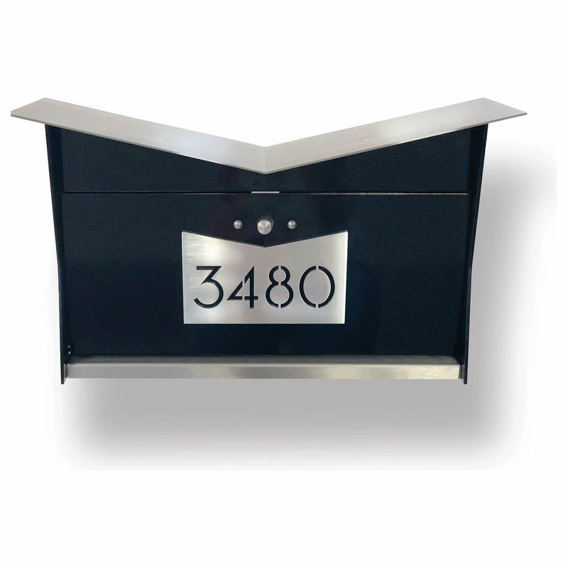 Tibor Inc / Tedstuff ButterFly Box: Contemporary, Modern, Wall-Mounted Mailbox, Black & Stainless