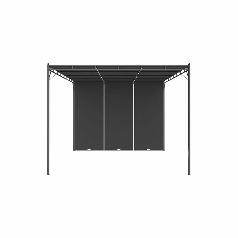Vida XL International B.V. VidaXL Garden Gazebo With Side Curtain 157.5"x118.1"x88.6" Anthracite Sunshade - Image 2