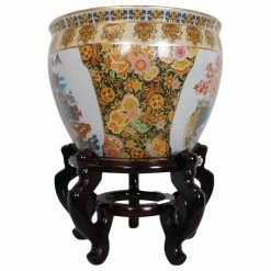 Oriental Furnishings Chinese Porcelain Fish Bowl Planter, Satsuma Geishas, 14" 15 Oriental Furnishings Chinese Porcelain Fish Bowl Planter, Satsuma Geishas, 14" -EZ Vane Shop cd2101950307ef48 4730 w800 h800 b1 p0