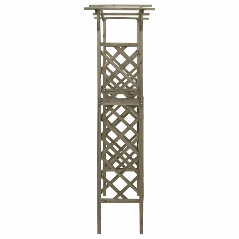 Vida XL International B.V. VidaXL Solid Firwood Pergola With Gate Gray Outdoor Wooden Arbor Gate Arch - Image 4