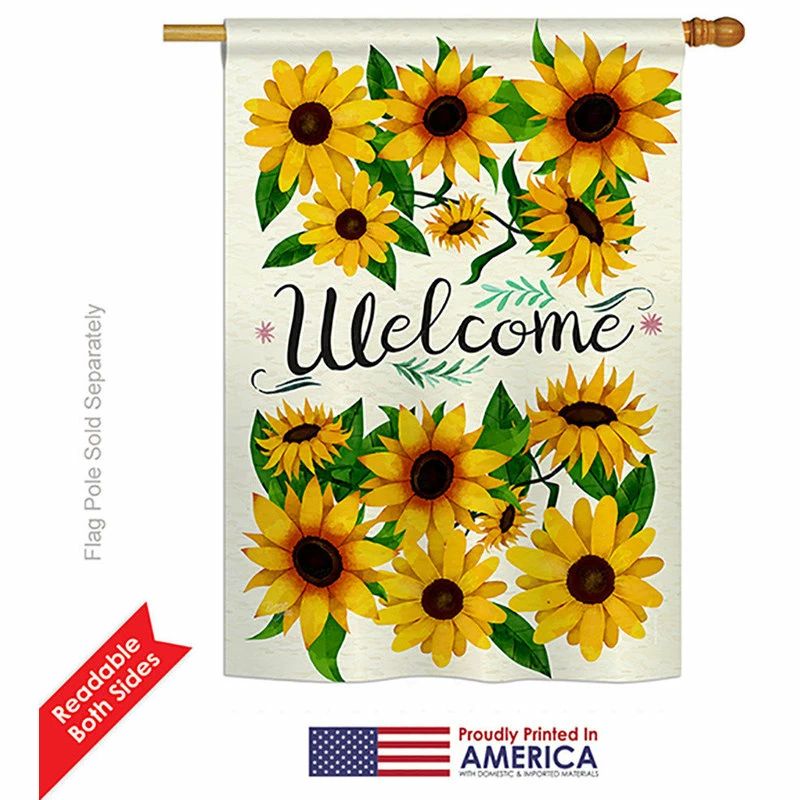 Breeze Decor Welcome Sunflowers Bouquet, Floral Decorative Vertical House Flag 28"x40" - Image 2