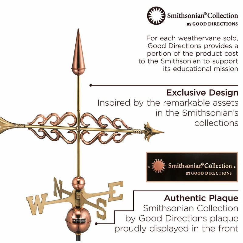 Good Directions, Inc. Smithsonian Arrow Weathervane, Pure Copper - Image 3