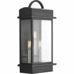 Progress Lighting Santee 3-Light Large Wall Lantern, Black
