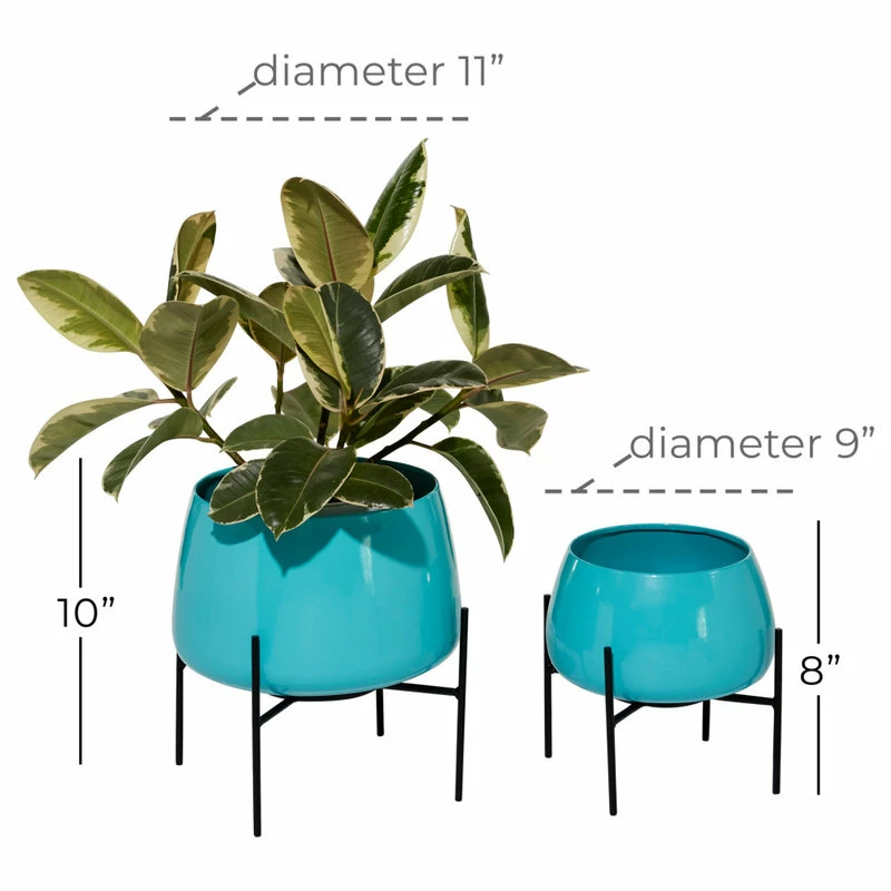 Brimfield & May Modern Teal Metal Planter 51973 11 Brimfield & May Modern Teal Metal Planter 51973 - Image 9